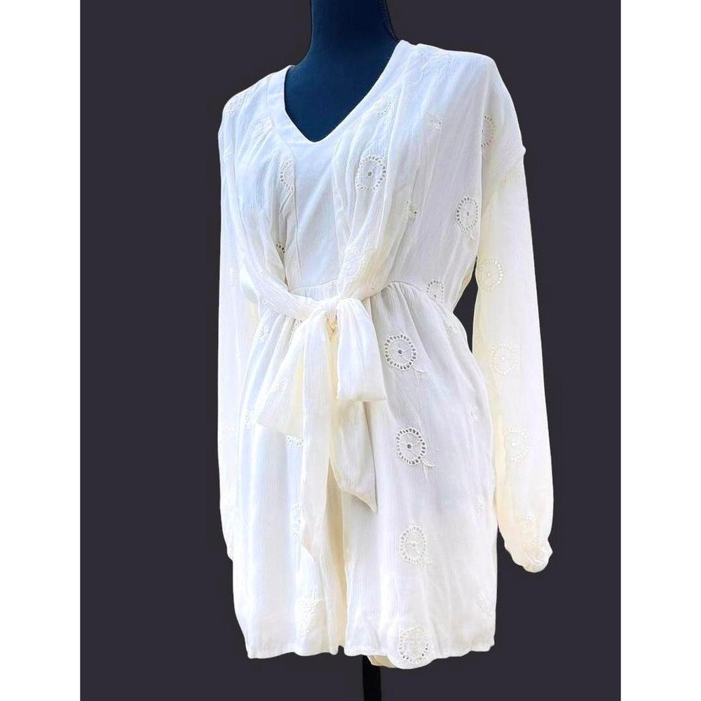 New Koko+Mason CREAM ROMPER SHORTS Tie Front Playsuit EYELET CRINKLE GAUZE sz XL